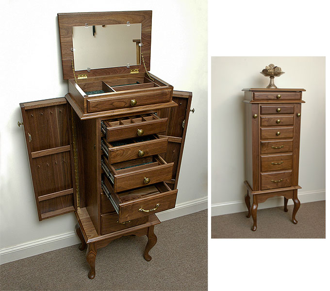 Amish Queen Anne Jewelry Armoire from DutchCrafters Amish Furniture