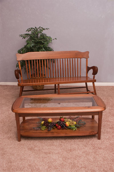 Glass inset coffee table