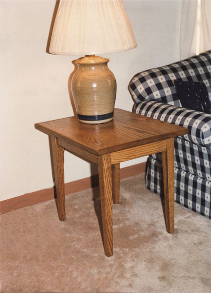 shaker four leg end table oak wood.