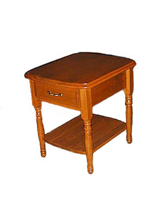 Cherry country end table with drawer and shelf