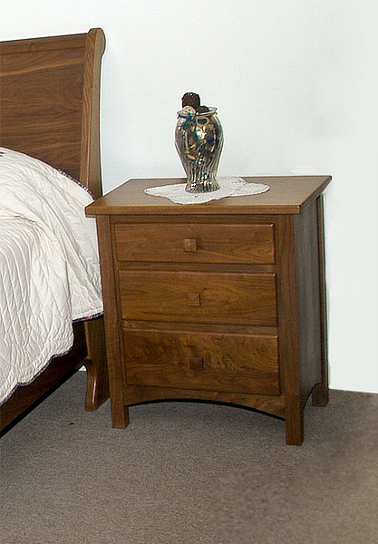 Mission three drawer Night stand walnut