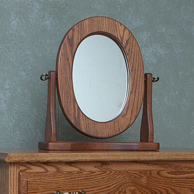oval makeup mirror on dresser stand oak cherry or walnut