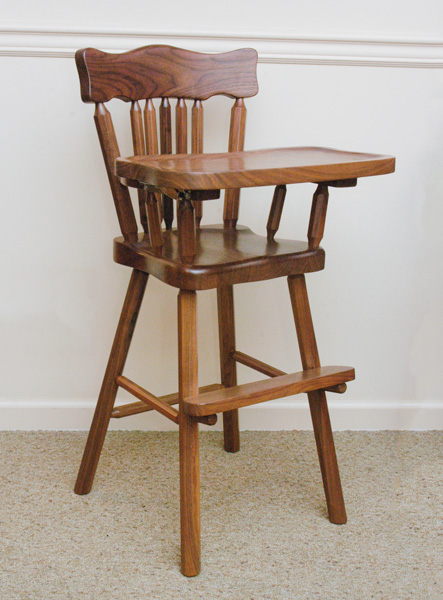 child's high chair handcrafted in walnut