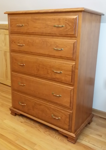 traditional 5 drawer chest of drawers made in cherry wood