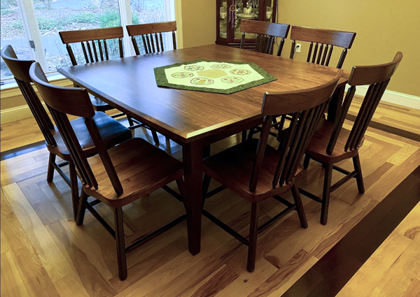 60" square extension table walnut