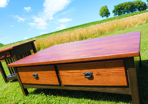 mission 4 drawer coffee table