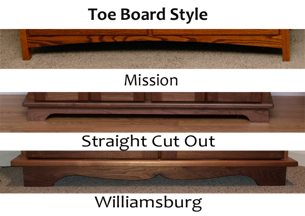 Toe board style of hutchs, dresser, buffet and desks