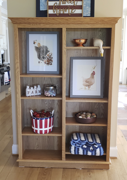 Oak solid wood bookcase with adjustable shelves