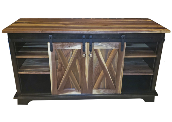 farmhouse sliding barn door entertainment stand