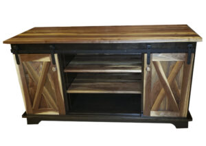 farmhouse sliding barn door entertainment stand