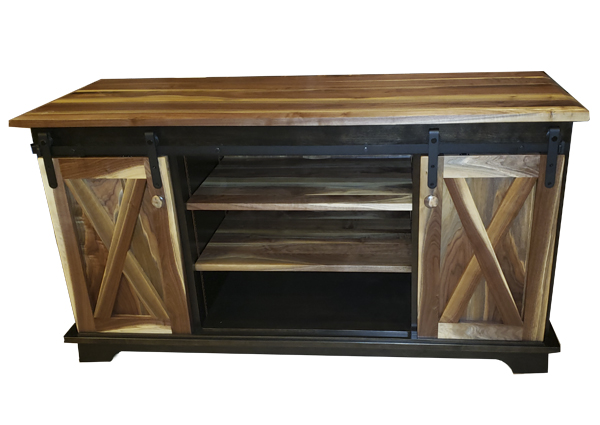 farmhouse sliding barn door entertainment stand
