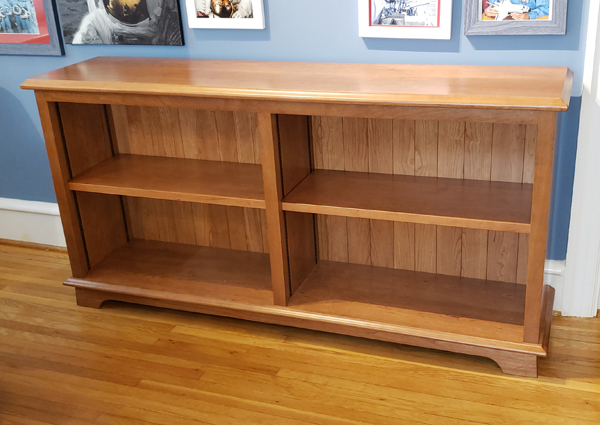 Low buffet Bookcase made in cherry with solid wood back