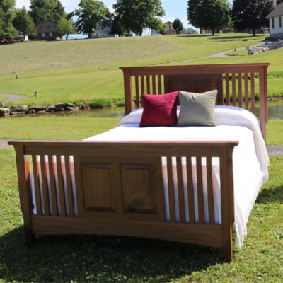 mission bed with raised panel walnut