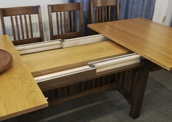 mission trestle table leaf storage