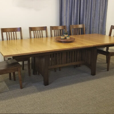 mission trestle table with three leaves