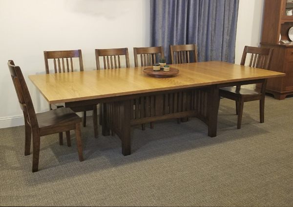 mission trestle table with three leaves