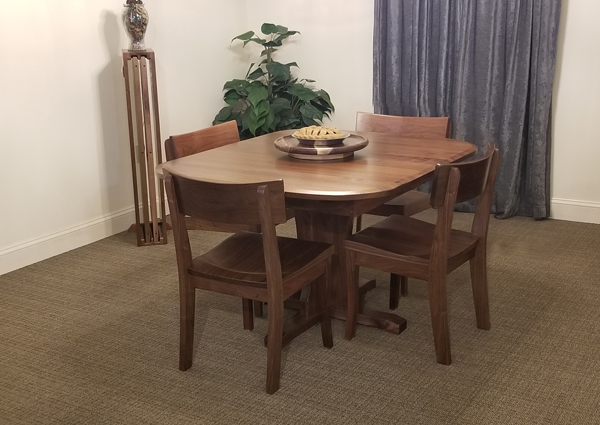 modern chair table set 60" square extension table walnut