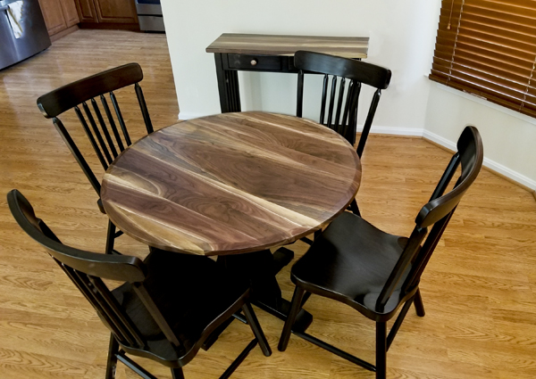 walnut sap wood and heart wood pedestal table