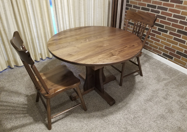 breakfast nook pedestal table walnut