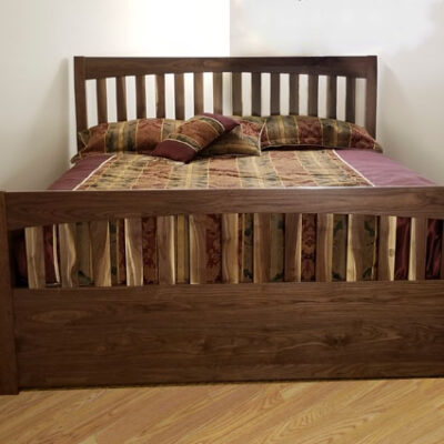 walnut blend wood slatted sleigh bed
