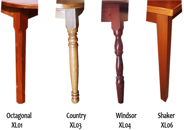 Table legs Styles Octagonal, country, Windsor, shaker