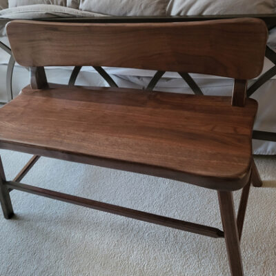 36 Inch wide Vanity Bench hand made in walnut