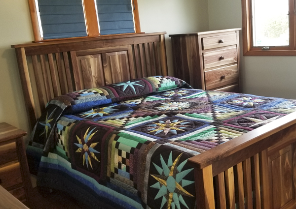 Walnut blend sapwood and heartwood brings the mission bed to life